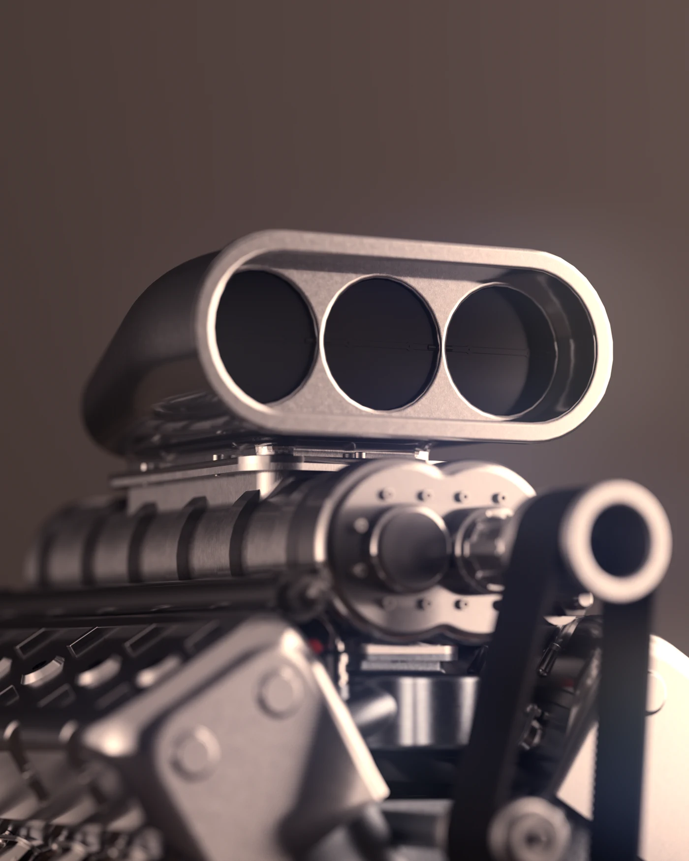 Macro detail of the V12 engine's machined surfaces